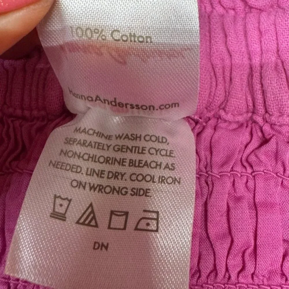 Hannah Anderson Smocked Skirt Cotton Muslin Size 12 Pink Gauze Cotton Fairycore